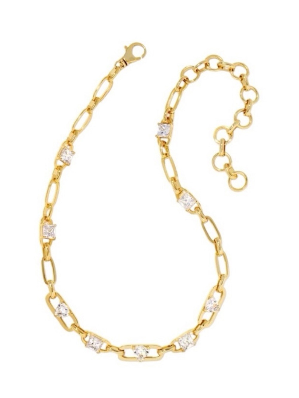 Kendra Scott -  Belle Cubic Zirconia Chain Necklace - Gold/White